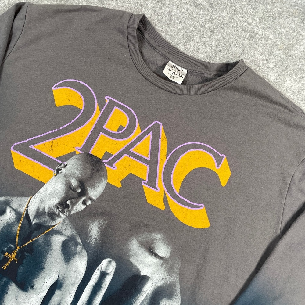 2Pac Mens Sweatshirt 3XL Gray Blue Ombre California Love Long Sleeve Crewneck